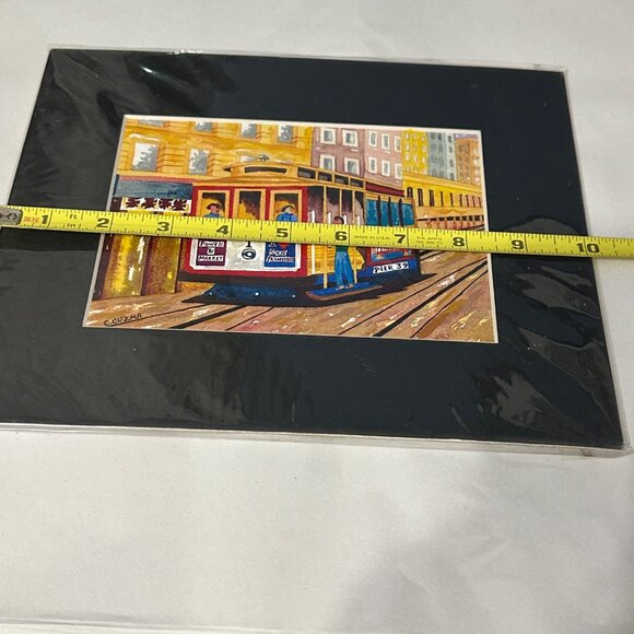 Signed Carlos Cuzma trolley car 10x 8” unframed matted hand colored laser print - Picture 4 of 5